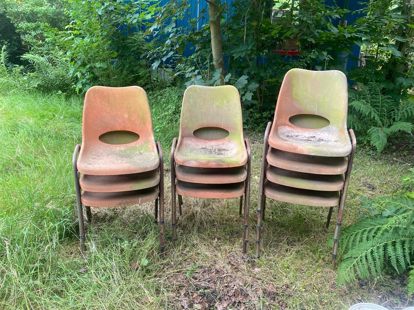 10 Oude oranje kantine stoelen - opknappers, Ophalen