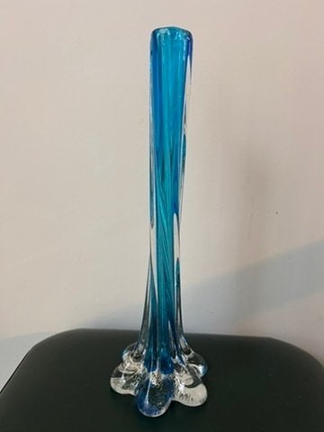 Vintage vaas glas blauw Murano, Ophalen of Verzenden