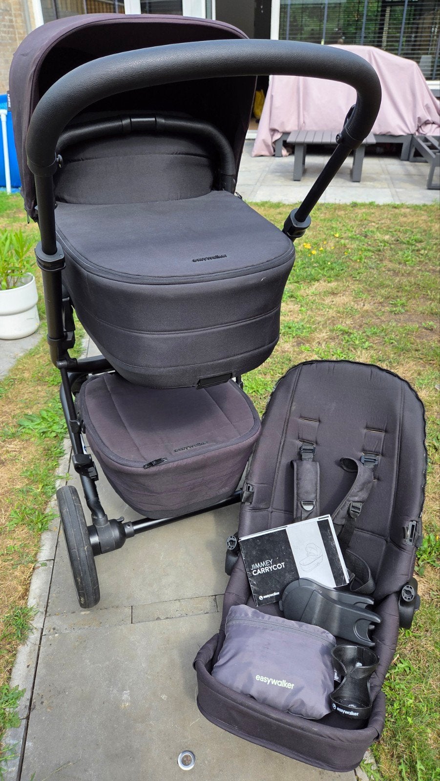 Easywalker Jimmey kinderwagen zwart - zeer complete set, Zo goed als nieuw, Combiwagen, Met reiswieg, Ophalen