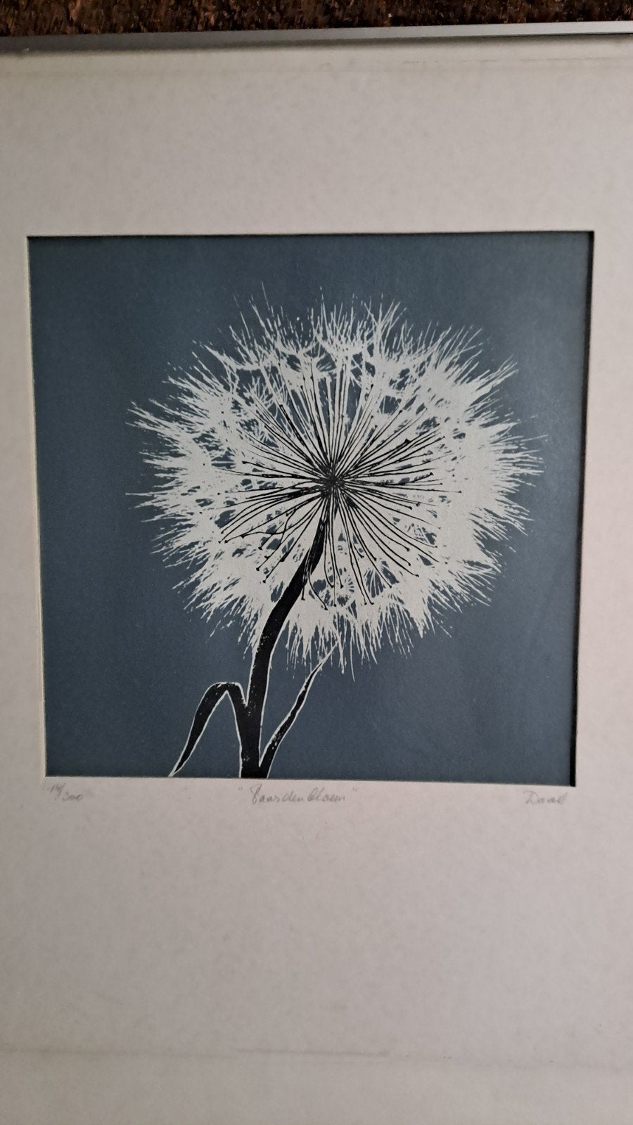 Lithografie 'Paardenbloem' van Ray Daal, Ingelijst, Ophalen of Verzenden, Dieren en Natuur, Lithografie
