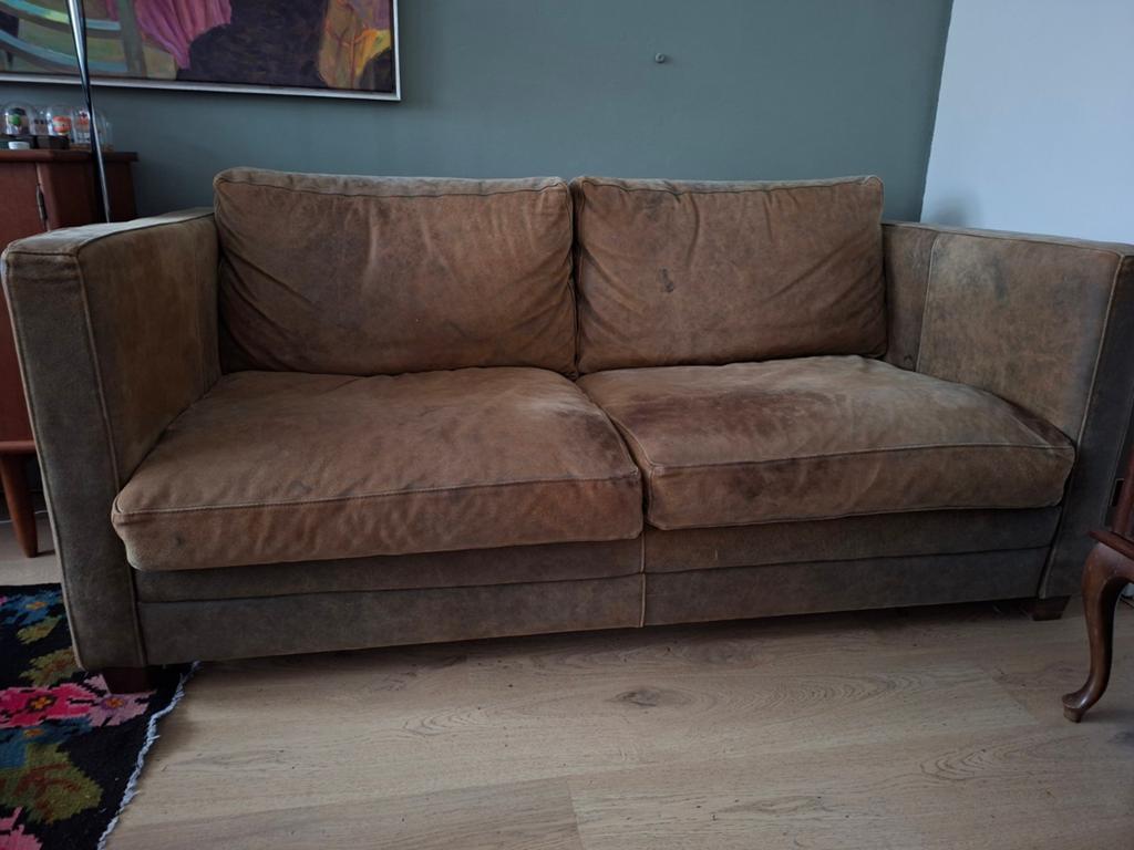 Gratis op te halen: Piloten leren bank, Ophalen, Gebruikt, 150 tot 200 cm, Tweepersoons
