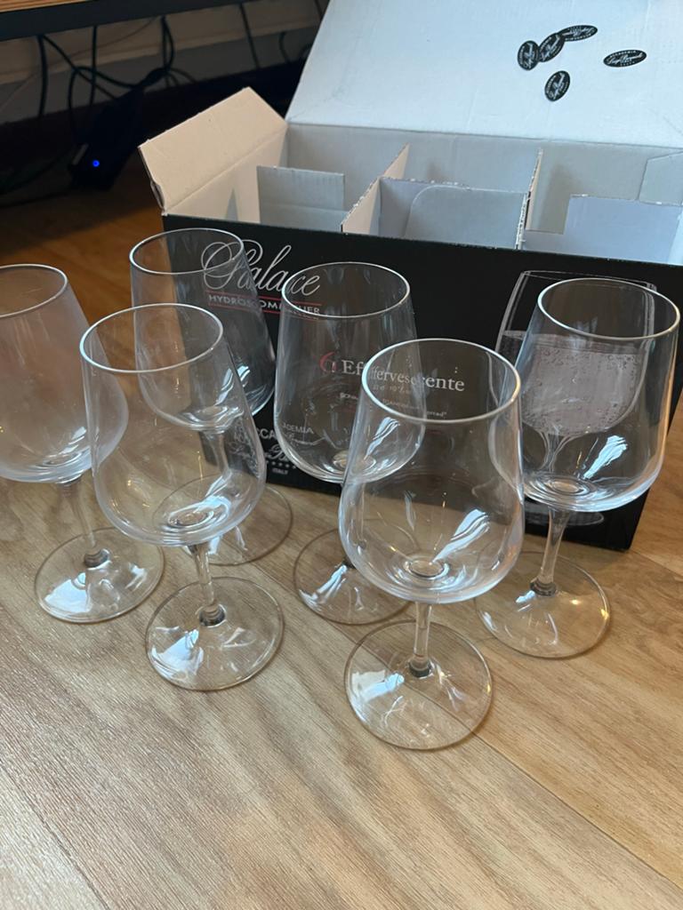 Set van 6 Luigi Bormioli Palace Hydrosommelier wijnglazen, Glas of Glazen, Ophalen of Verzenden, Overige stijlen, Glas