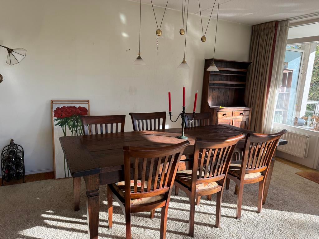 Eettafel met 6 stoelen, Ophalen, Gebruikt, 4 tot 6 stoelen