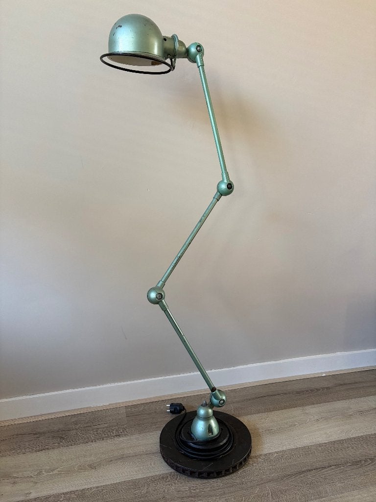 Groene Jieldé vloerlamp - 3 armen - op zware remschijf, Ophalen