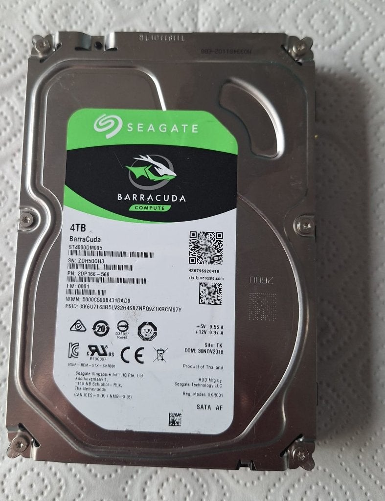 4 Tb Sata Seagate Baracuda 3,5 " desktop en server, Computers en Software, Harde schijven, Ophalen, Intern, Refurbished, Desktop