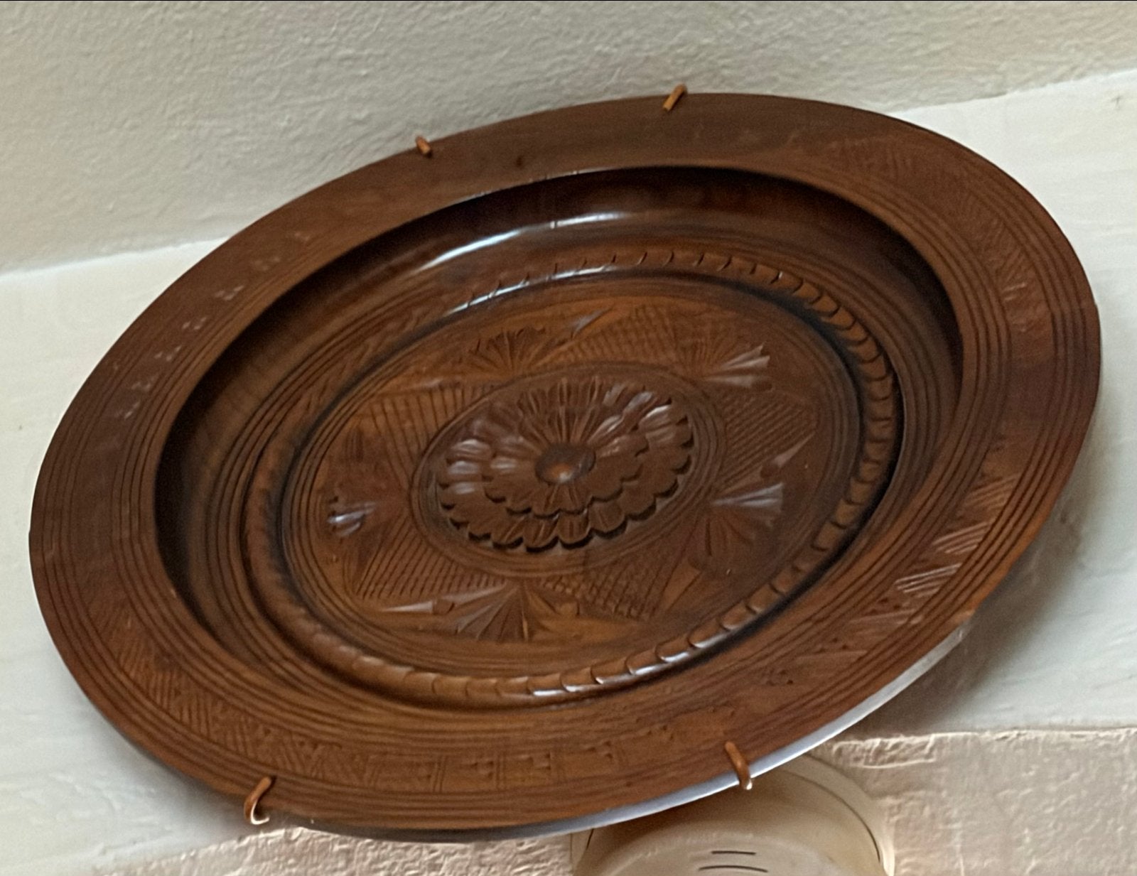 Handgesneden Houten Decoratieve Schaal - Vintage Stijl, Ophalen
