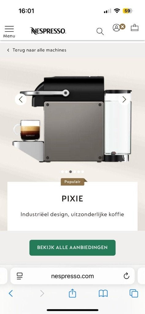 Nieuwe Nespresso Pixie Black - Ongebruikt!, Ophalen, 1 kopje, Koffiepads en cups, Afneembaar waterreservoir
