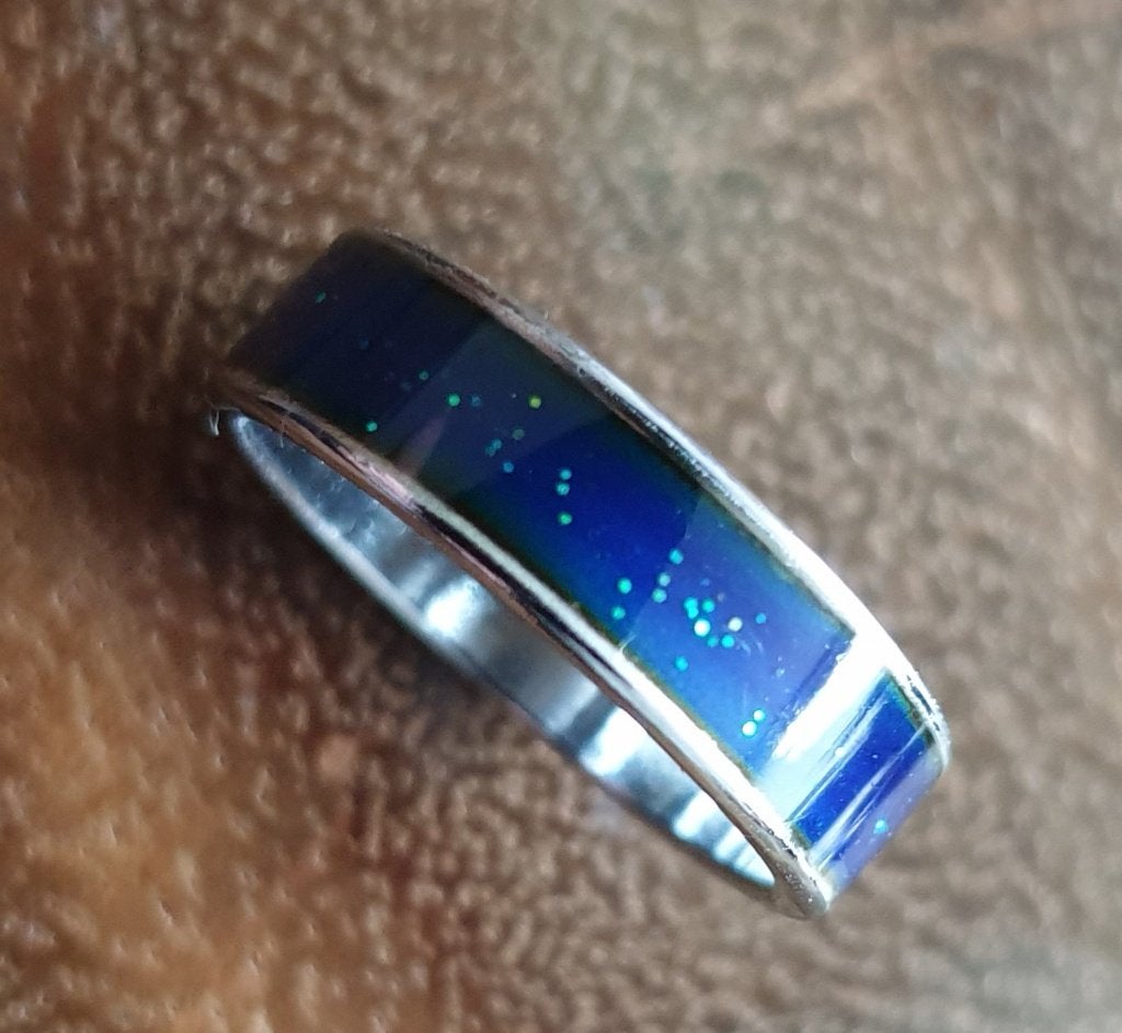 Ring 'Mood': 20 mm, gaaf, vintage, mooie kleur, man of vrouw, Overige materialen, 20 of groter, Blauw, Ophalen of Verzenden