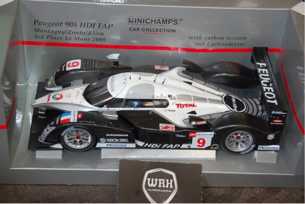 1:18 PEUGEOT 908 HDI FAP #9 3RD LEMANS 2008 Minichamps WRH, Verzenden, Zo goed als nieuw, Auto, MiniChamps