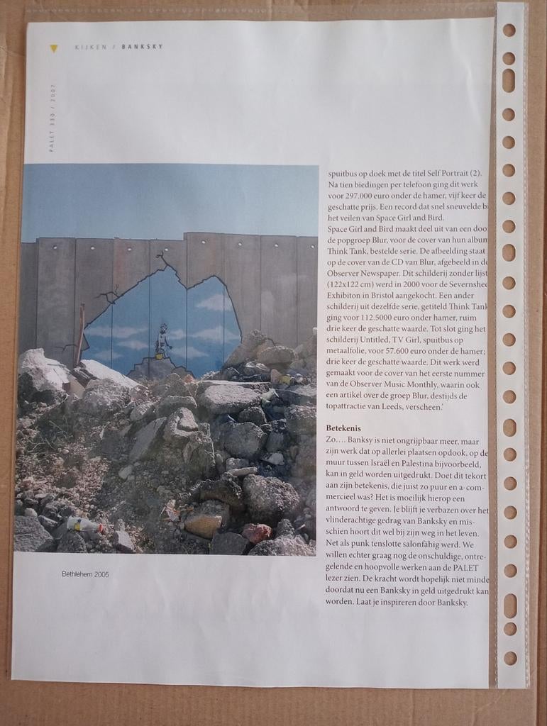 Banksy artikel 2007, Ophalen of Verzenden, 1980 tot heden, Tijdschrift