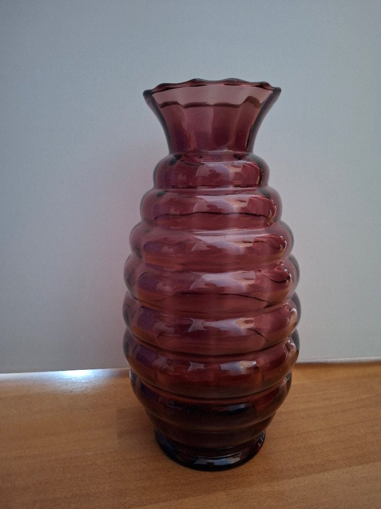 Verrerie Doyen vaas, hoog 30 cm, Art Deco, paars,, Antiek en Kunst, Antiek | Glas en Kristal, Ophalen of Verzenden