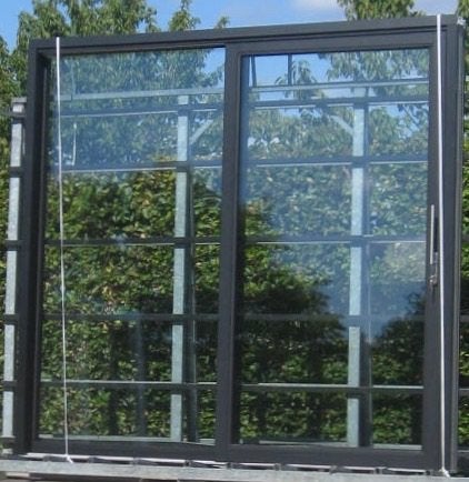 pvc schuifraam ,schuifdeur , pui 234 x 234 zwart ral 9005, Kunststof, 225 cm of meer, Nieuw, Ophalen of Verzenden