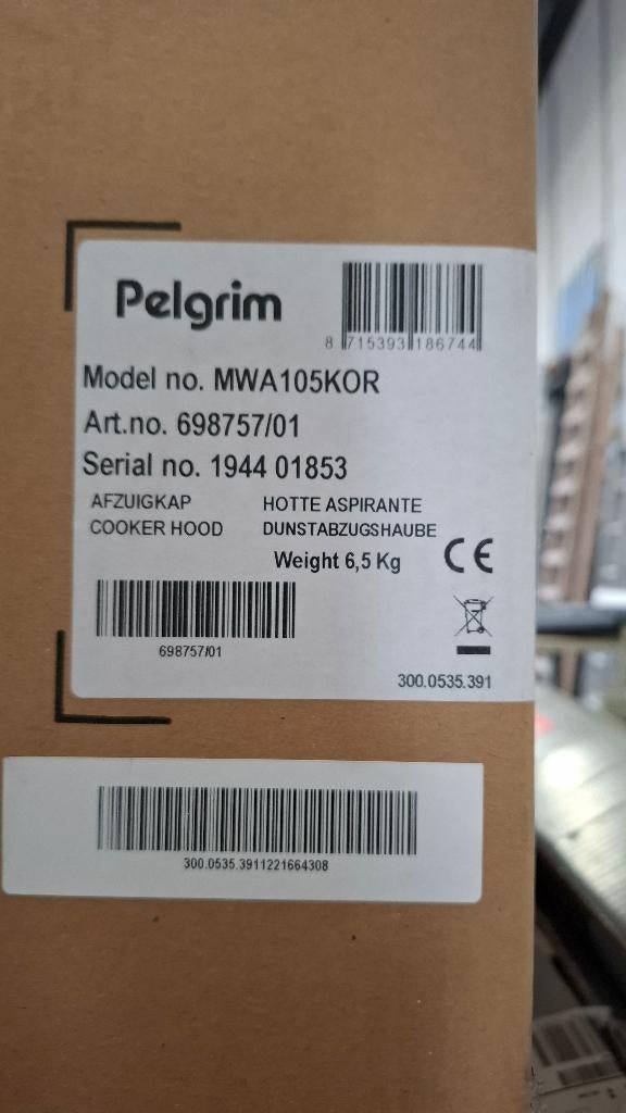 afzuigkap Pelgrim MWA150KOR, Ophalen, Onderbouw afzuigkap, Nieuw, Inbouw