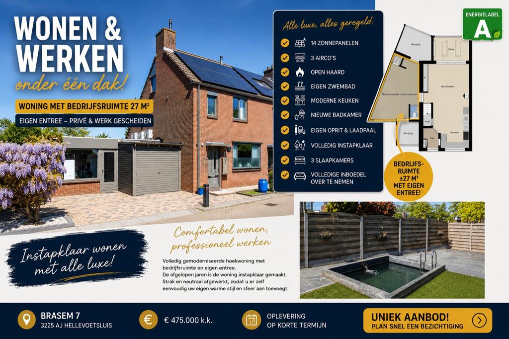 Woning met bedrijfsruimte te koop, Ophalen