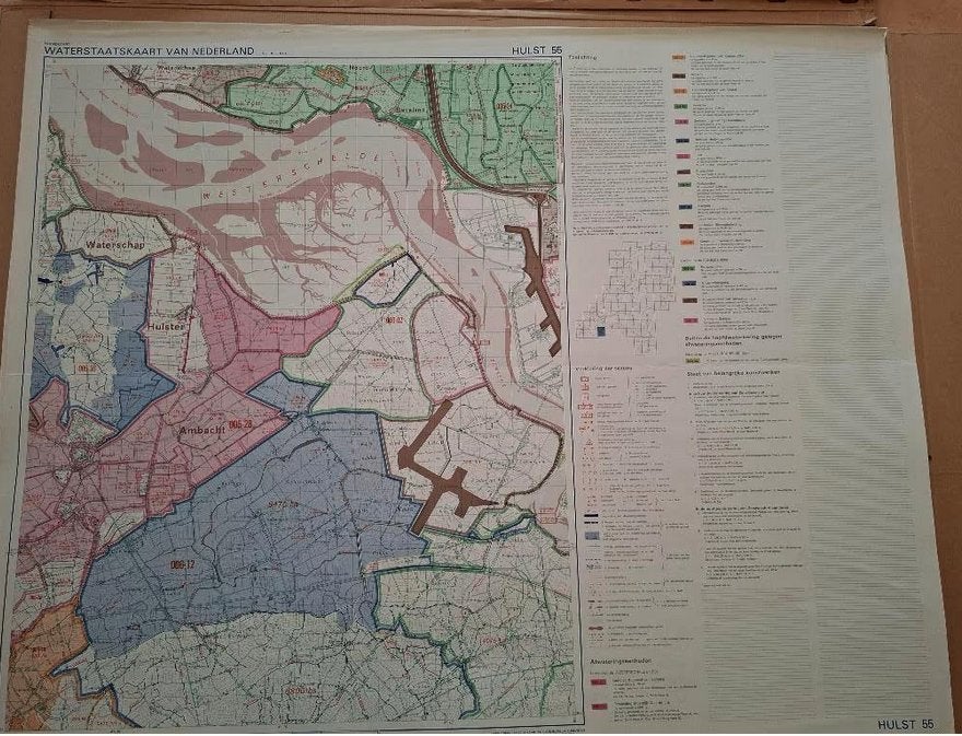 kaart Hulst, waterstaatskaart, Gelezen, Ophalen of Verzenden, Landkaart, 1800 tot 2000