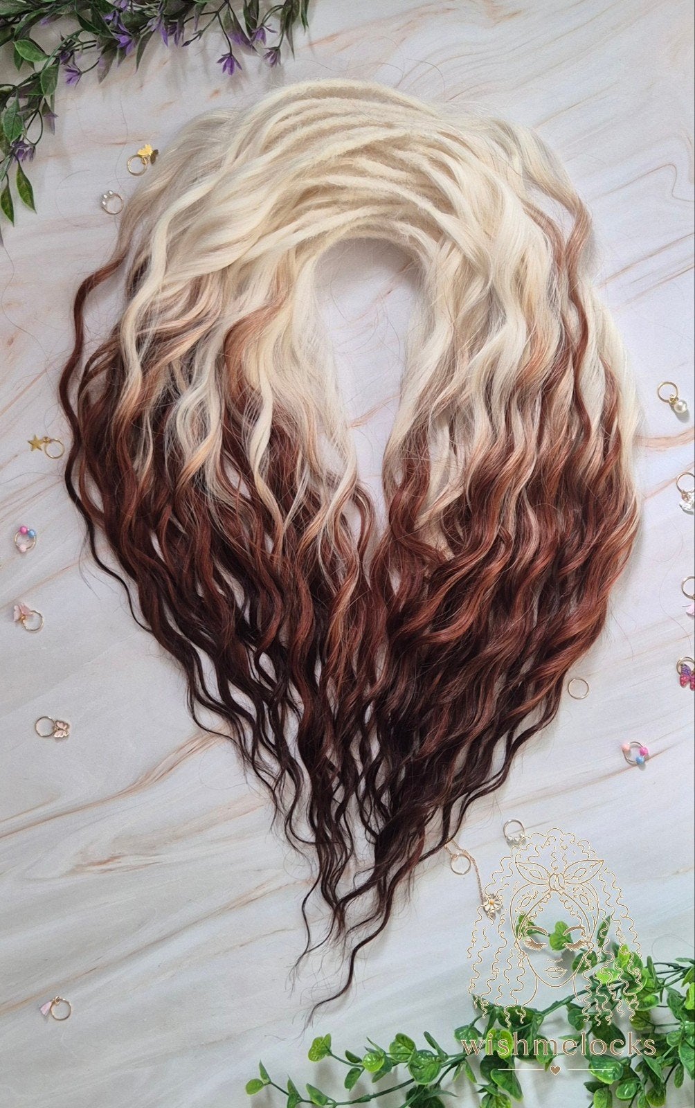 Full head dreadlocks 60cm zacht ombre krullende  bruin wit, Ophalen of Verzenden, Nieuw, Pruik of Haarverlenging