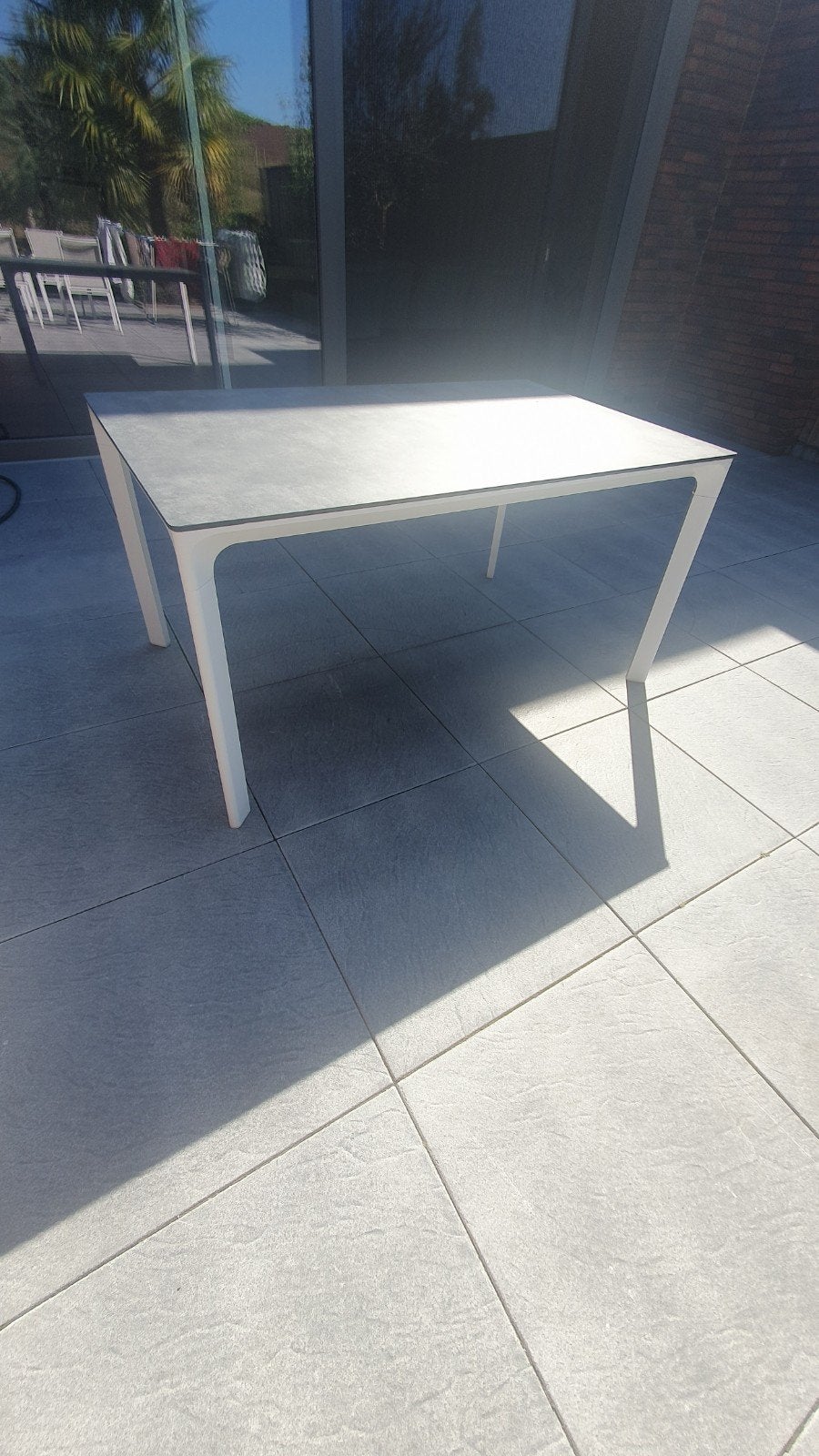 Tuintafel wit aluminium met polywood €400 bijna nieuw, Ophalen, Zo goed als nieuw, Rechthoekig, Aluminium