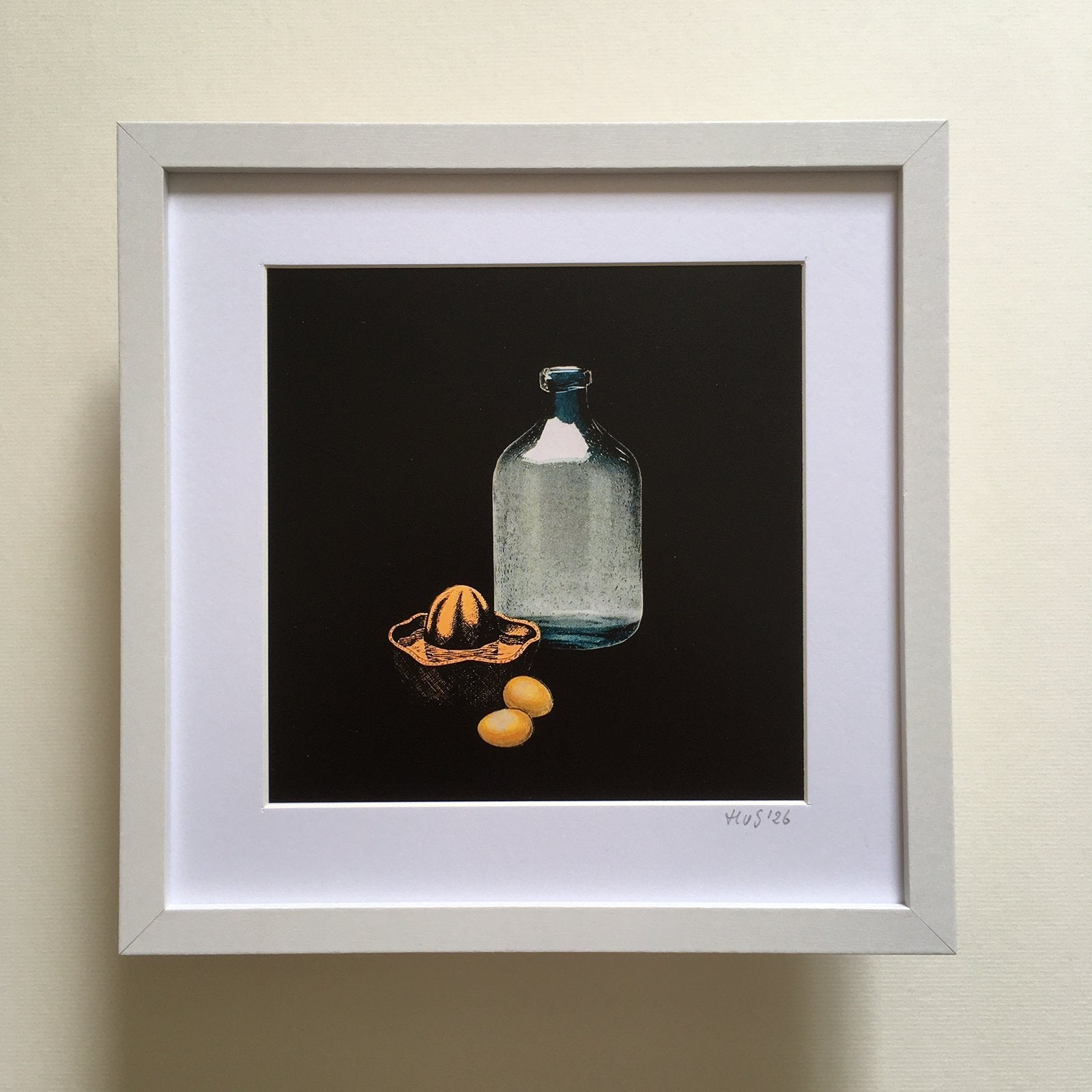 Collage Stilleven met blauwe fles”, Stilleven, Papier/karton, Ophalen of Verzenden, Print