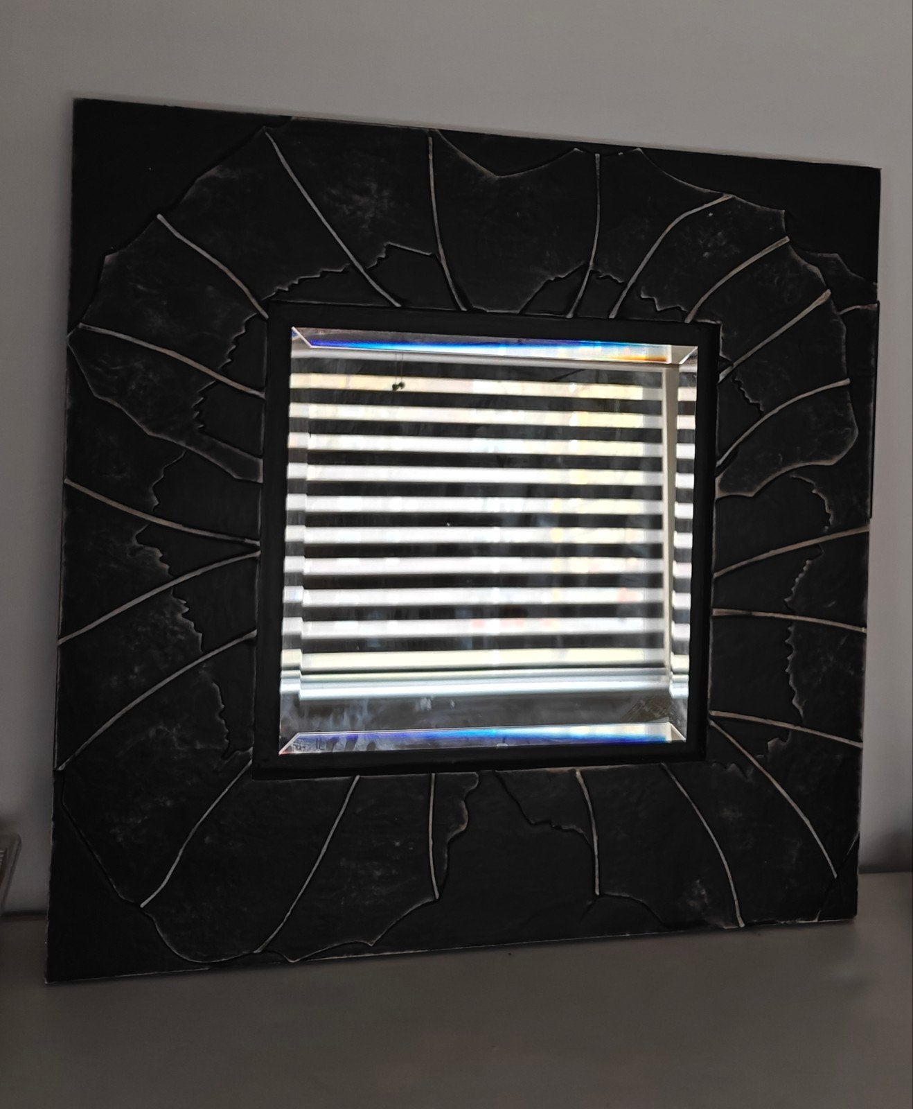 Wood S.T.O.C.K.S. Mirror Leather Relievo 80x80 cm, Huis en Inrichting, Ophalen, Vierkant, Zo goed als nieuw, 75 tot 100 cm