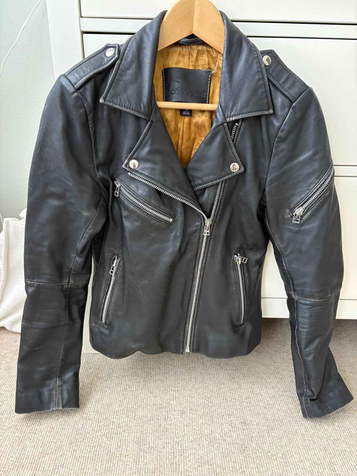 Leren jas Goosecraft, Ophalen of Verzenden, Gedragen, Maat 36 (S), Zwart