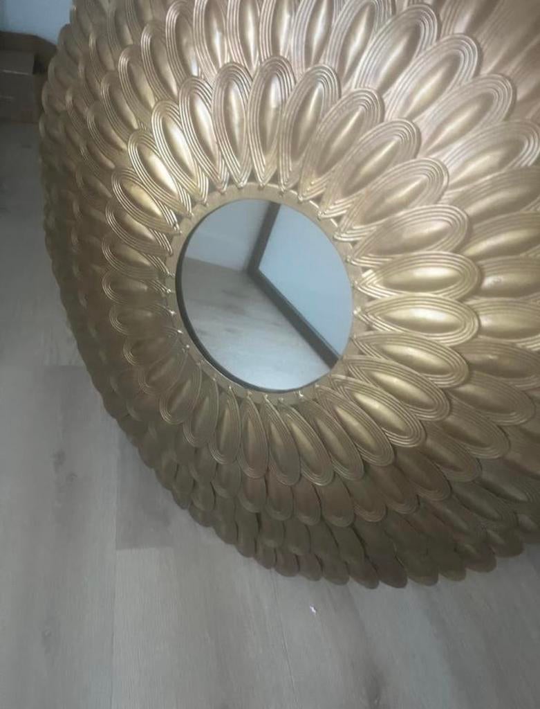 Husk spiegel metaal Antiek Messing, Huis en Inrichting, Woonaccessoires | Spiegels, Ophalen, 100 tot 150 cm, Rond, 125 cm of meer