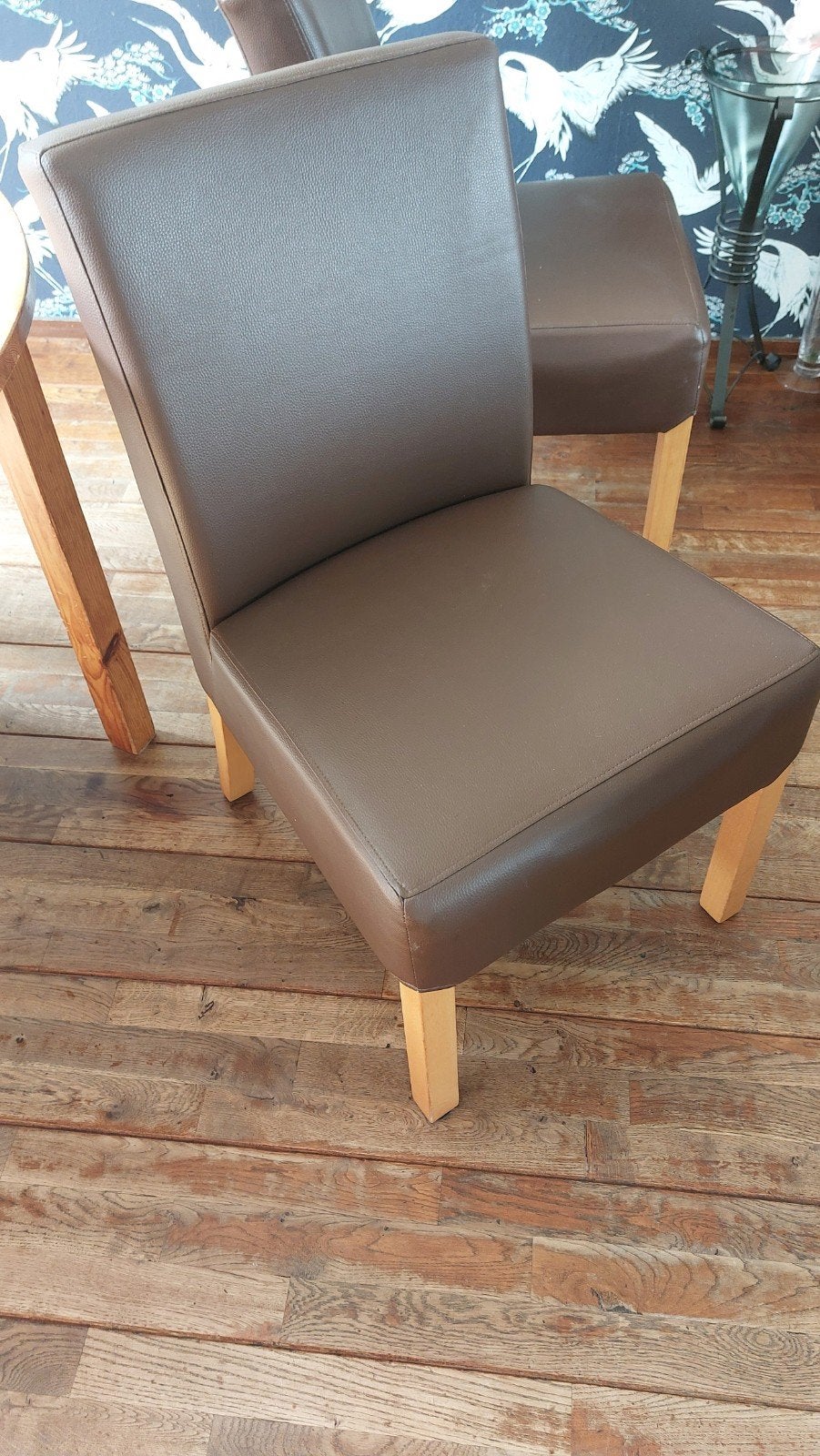 4 eetkamerstoelen, Huis en Inrichting, Ophalen, Gebruikt, Bruin, Leer