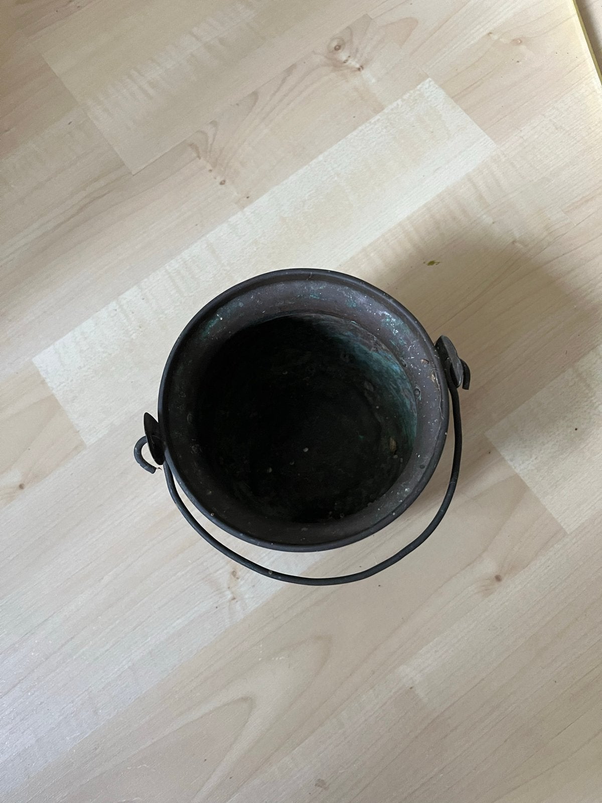 Antiek rood koperen lijmpotje met hengsel, Ophalen of Verzenden, Koper