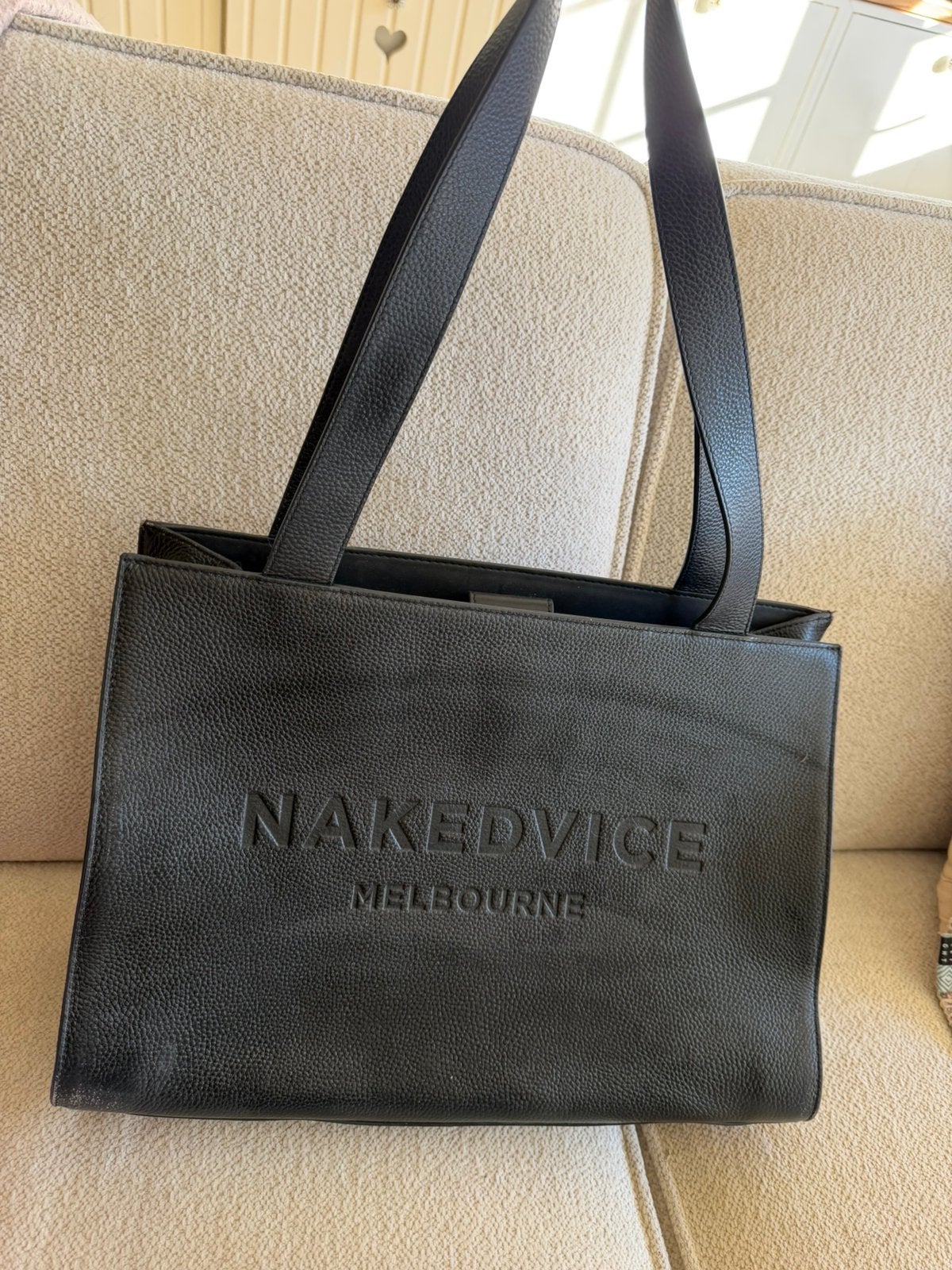 Nakedvice tas 100% leer, Ophalen of Verzenden, Zo goed als nieuw, Zwart, Handtas