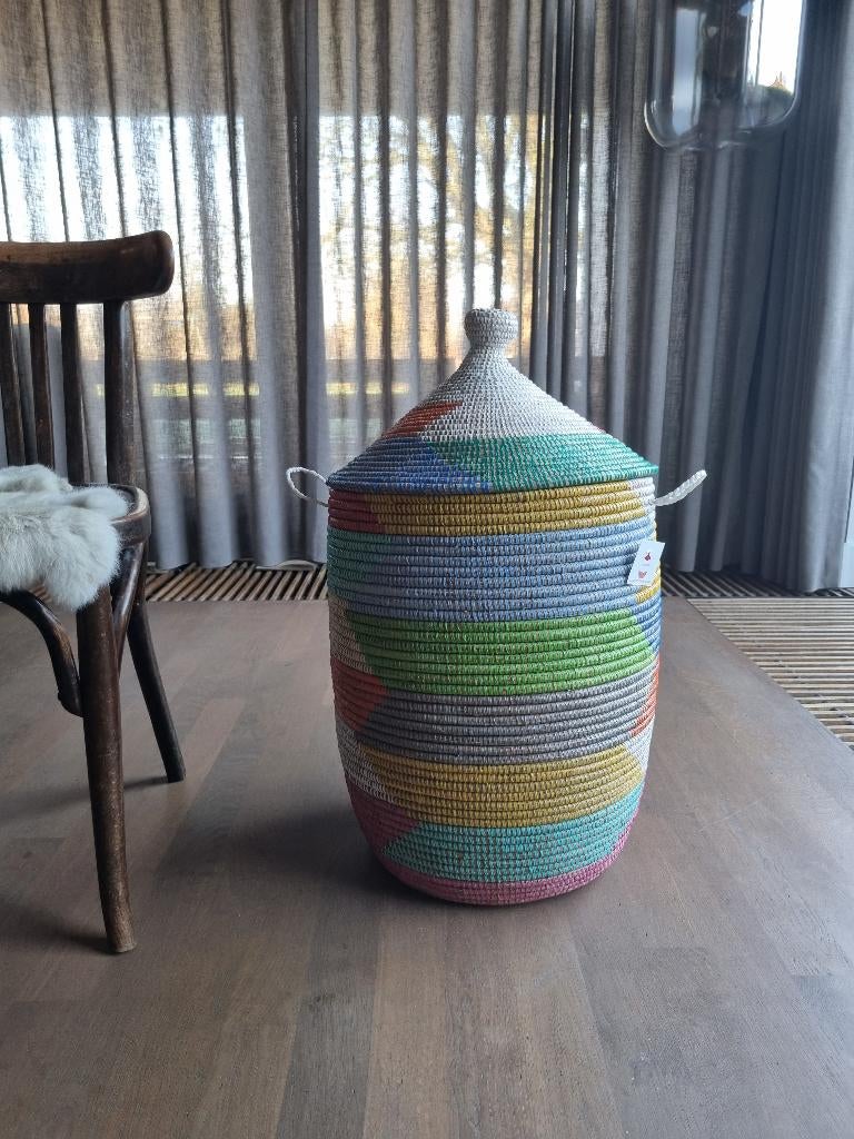 Afrikaanse opbergmand van zeegras uit Senegal, Mand, Rond, Nieuw, Ophalen of Verzenden