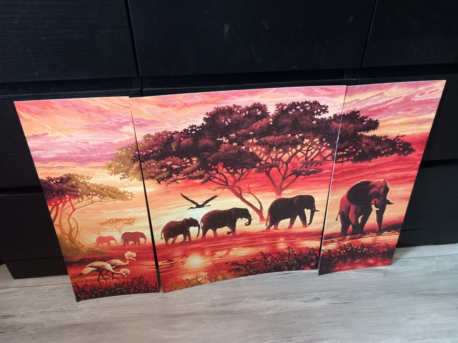 3 luik schilderij olifanten, Ophalen, Schilderij
