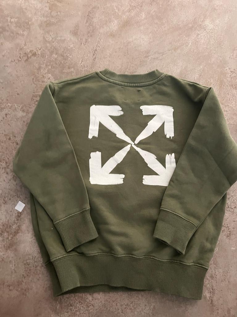 Off-White Kids Groene Sweater met Blauwe Print, Kinderen en Baby's, Ophalen of Verzenden, Zo goed als nieuw, Off-White, Jongen
