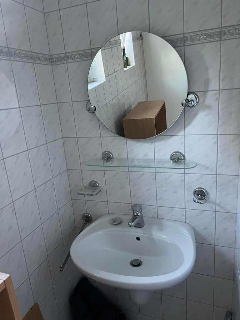 Badmeubel, spiegel, kraan en plank, Ophalen, Gebruikt, 50 tot 100 cm, Minder dan 100 cm