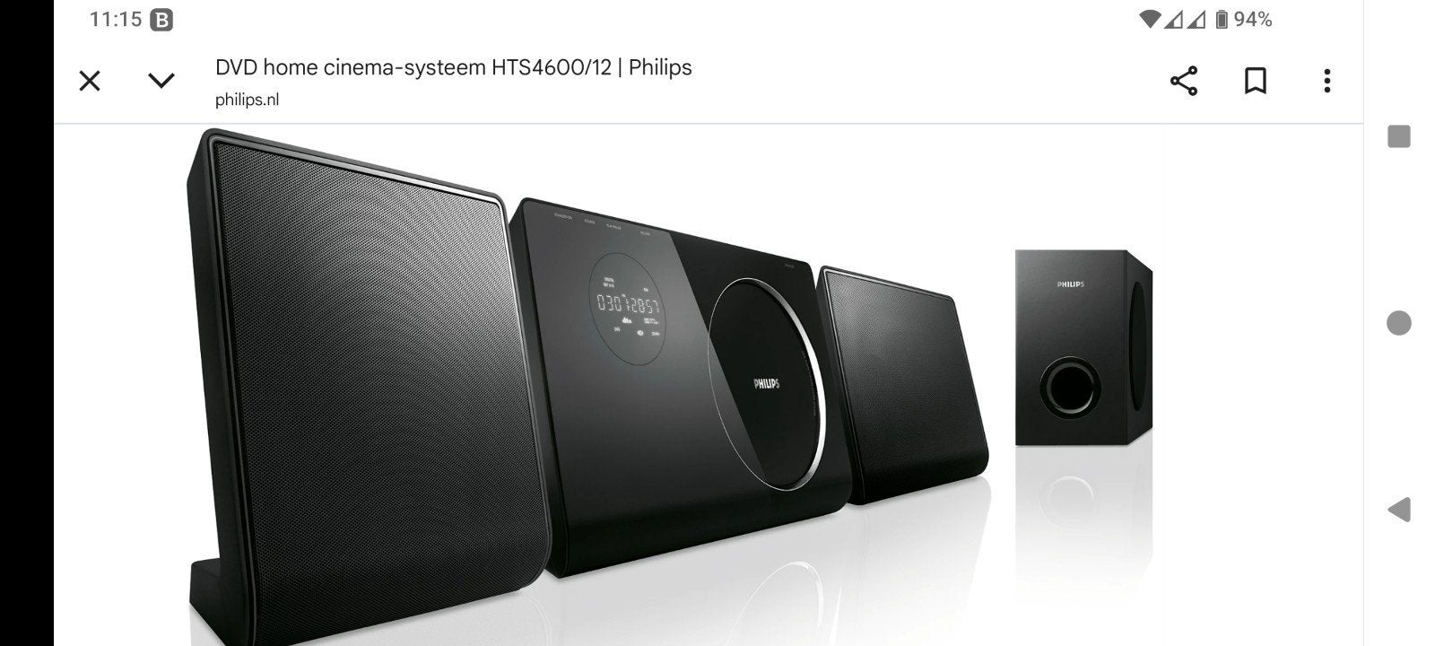 DVD home cinema-systeem HTS4600/12 Philips + subwoofer, Philips, 70 watt of meer, Ophalen of Verzenden, Zo goed als nieuw