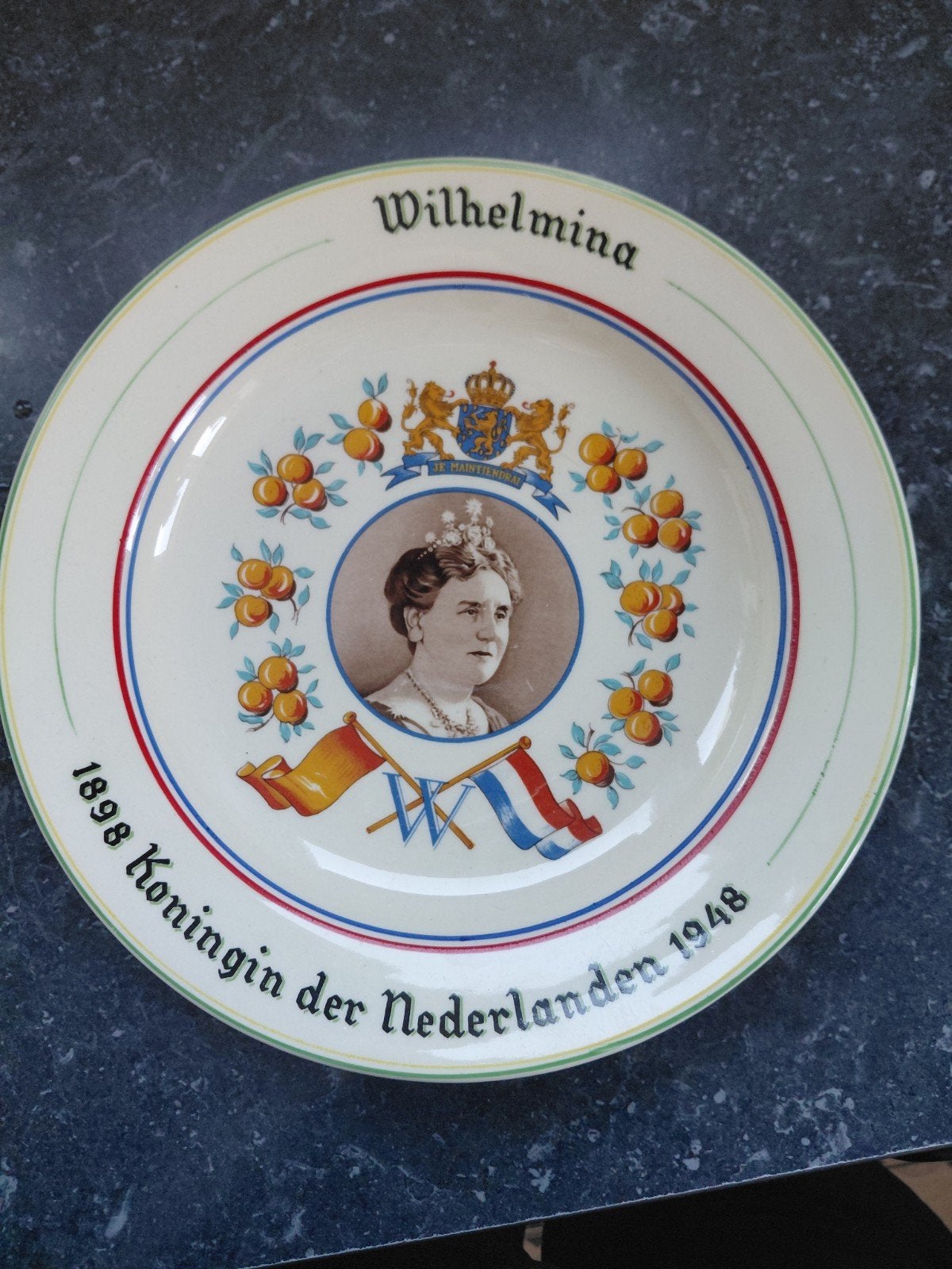Gedenkbord Koningin Wilhelmina 1898-1948, Ophalen of Verzenden