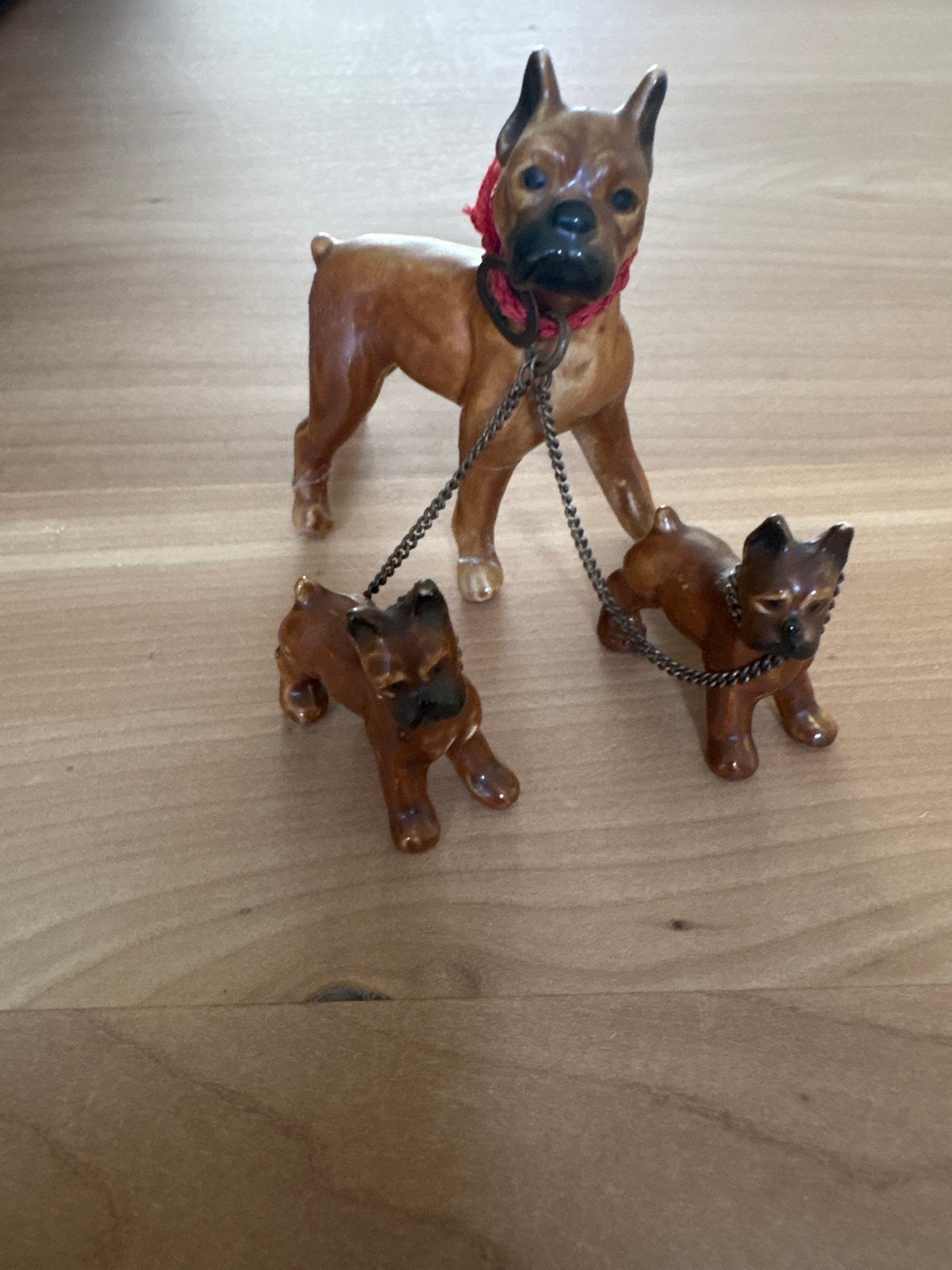 Vintage Boxer Hondenbeeldjes met Puppy's, Verzenden, Gebruikt, Hond of Kat, Beeldje of Figuurtje