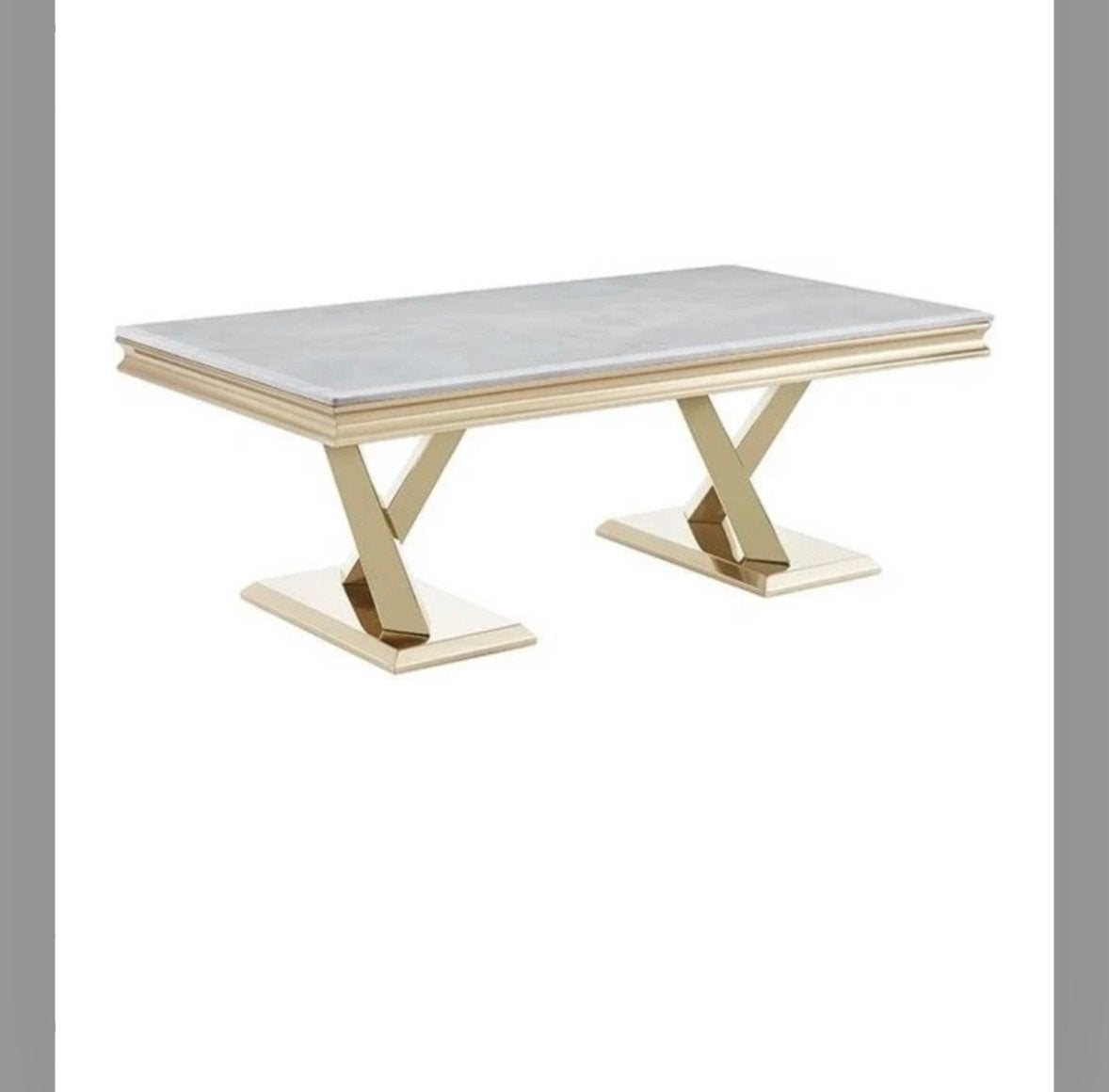 Salontafel Ferrara - Goud/Marmer- 130x70cm, Ophalen, 100 tot 150 cm, 50 tot 100 cm, Zo goed als nieuw