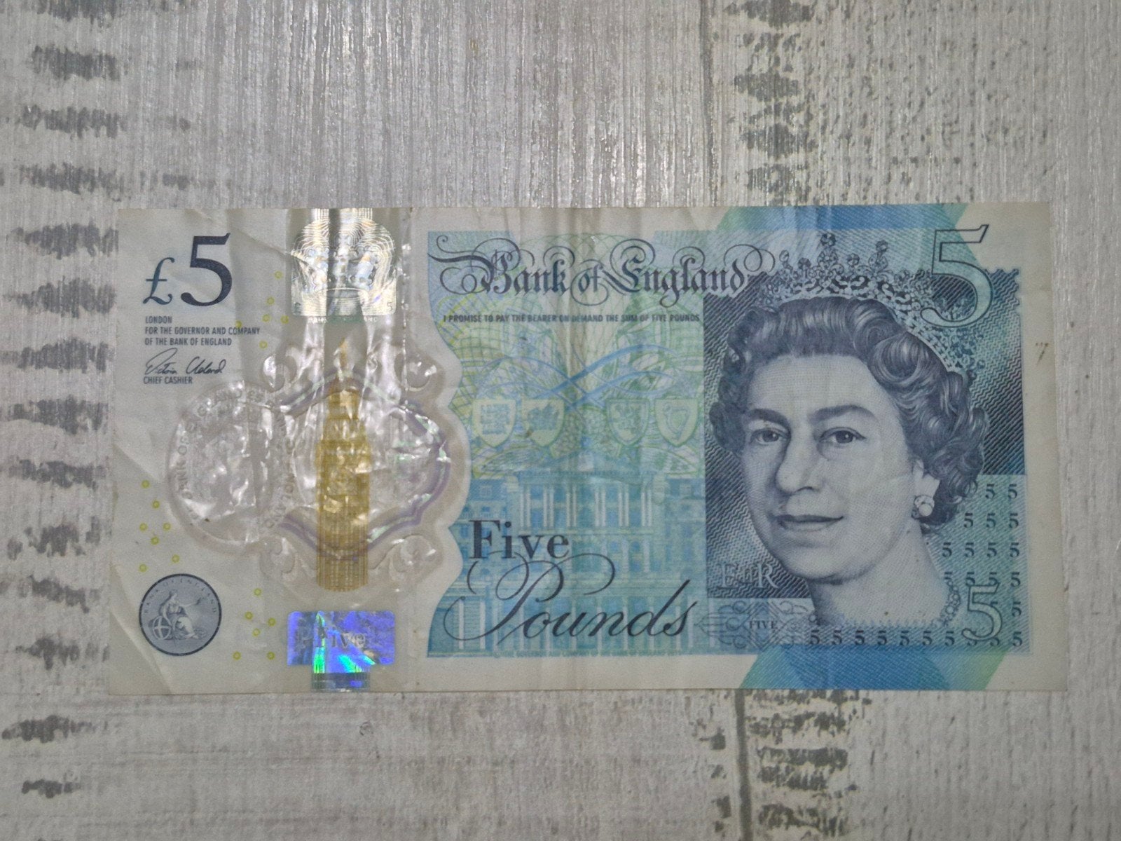 Engels 5 Pond biljet - Koningin Elizabeth II & Winston Churc, Postzegels en Munten, Ophalen of Verzenden, Overige landen, Los biljet