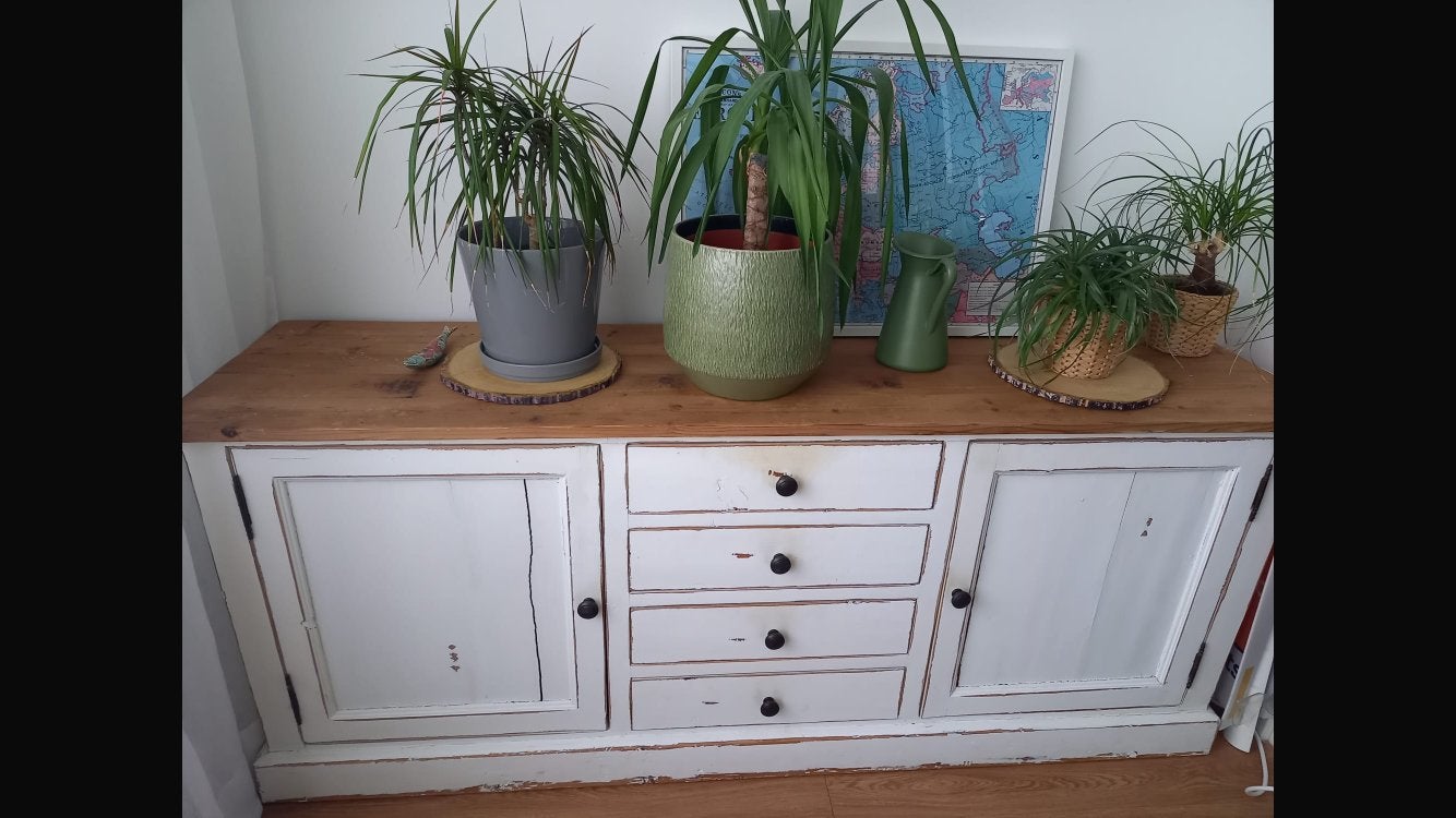 Vintage chest of drawers (183 x 46 x 77 cm), Ophalen, Gebruikt, 150 tot 200 cm, Teakhout