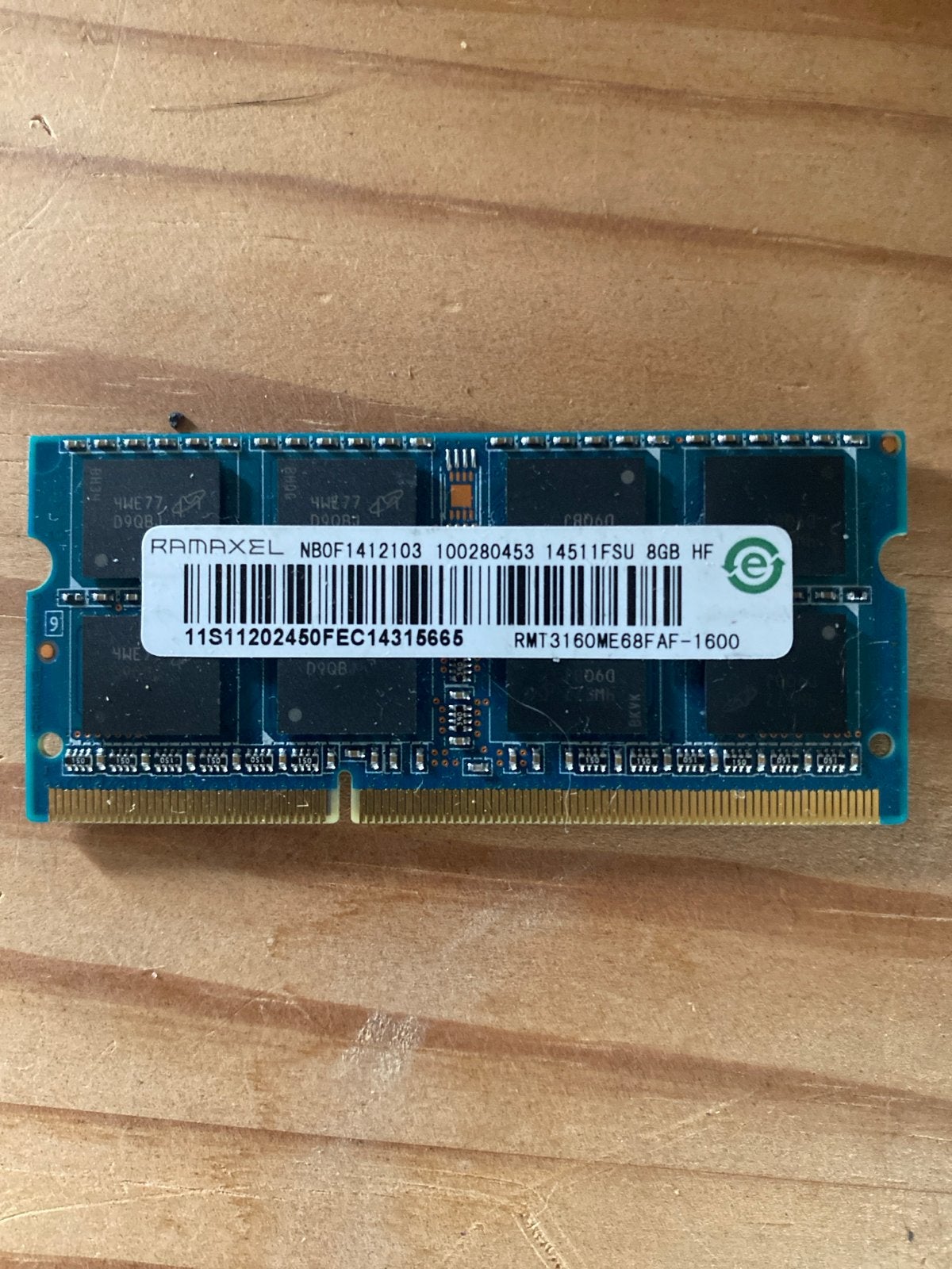 RAMAXEL 8GB DDR3 RAM Geheugenmodule (1600MHz), Computers en Software, RAM geheugen, Gebruikt, Server, 8 GB, DDR3