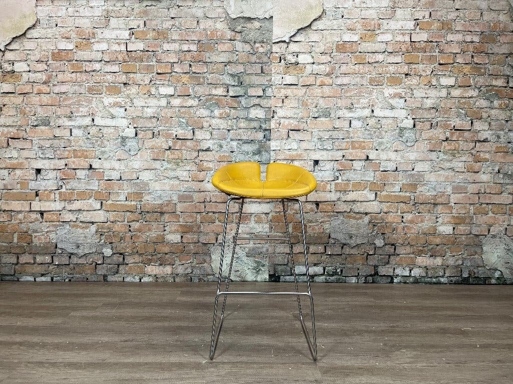 Moroso Fjord Barkruk – Geel | Patricia Urquiola, Ophalen, 60 tot 90 cm, Zo goed als nieuw, Leer