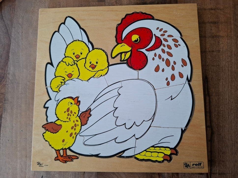 rolf puzzle vintage kip, 2 tot 4 jaar, Gebruikt, 10 tot 50 stukjes, Ophalen of Verzenden