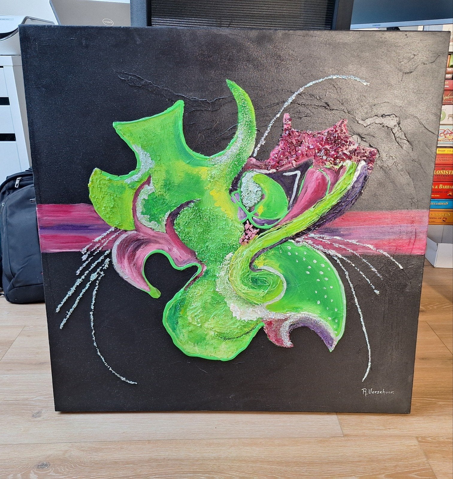 Organische Expressie - Abstract - 80x80 cm, Antiek en Kunst, Ophalen