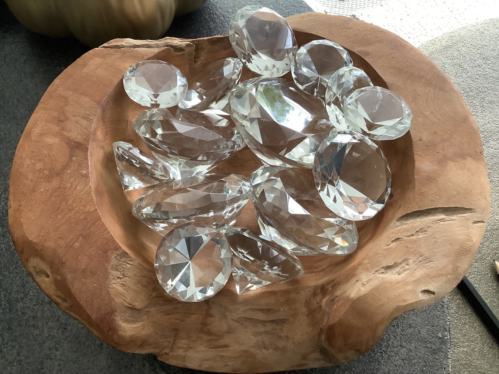 4 maten glazen diamanten glas diamant decoratie, Ophalen of Verzenden, Zo goed als nieuw