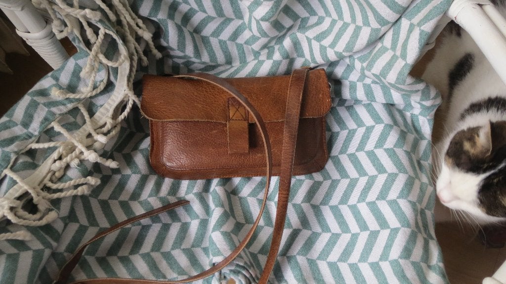 Keecie, leren tas, model Monkey Tree, cognac, Sieraden, Tassen en Uiterlijk, Tassen | Schoudertassen, Verzenden, Gebruikt, Bruin