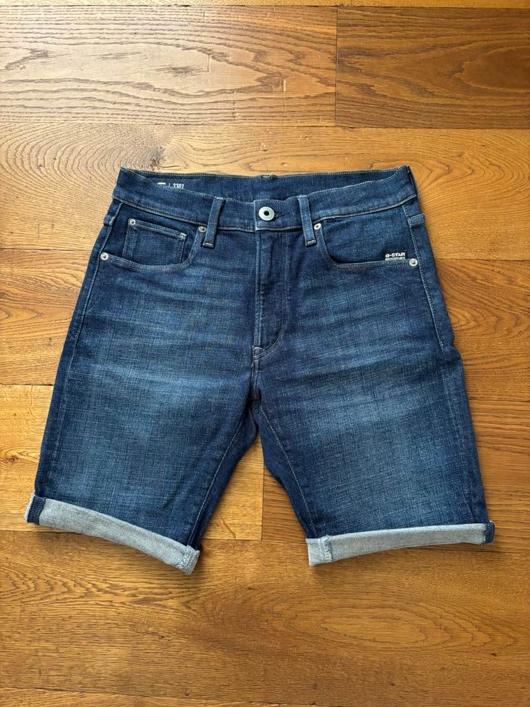 G-star 3301 slim short (W32)., Ophalen of Verzenden, Zo goed als nieuw, Blauw, W32 (confectie 46) of kleiner