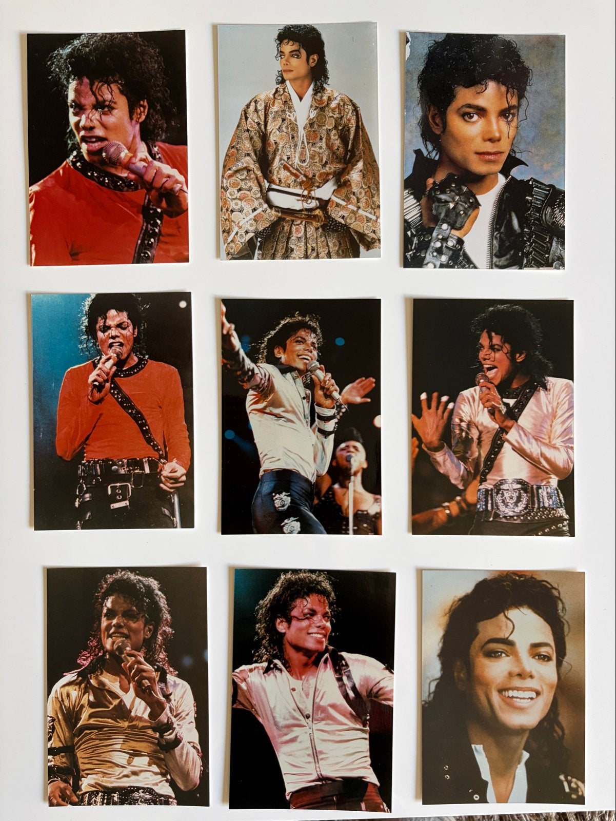 Michael Jackson Foto's - Set van 9 unieke verzamelobjecten, Ophalen of Verzenden, Gebruikt, Foto of Kaart
