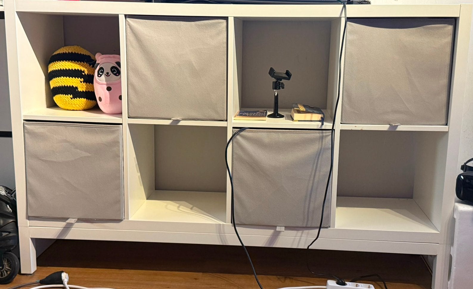 IKEA KALLAX 8-cube shelving unit with 4 storage units, Ophalen, 75 cm of meer, Zo goed als nieuw, Minder dan 150 cm