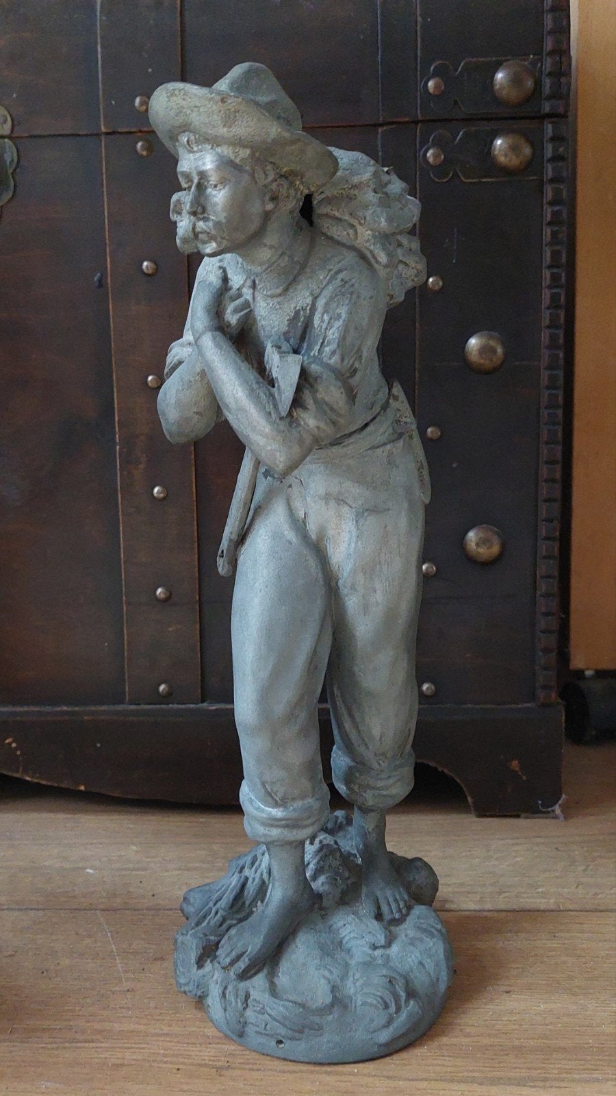 Franse regule sculptuur 'Houthakker' gesigneerd Rousseau, Ophalen of Verzenden, Overige materialen, Beeld, Europa