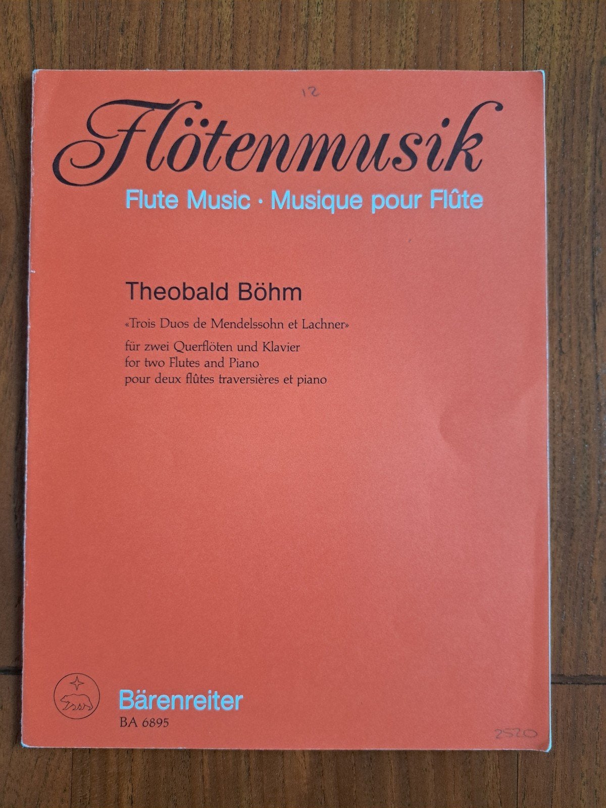 T.Böhm 3 duo's de Mendelssohn et Lachner 2 fluiten en Piano, Ophalen of Verzenden, Beta, Nieuw, WO