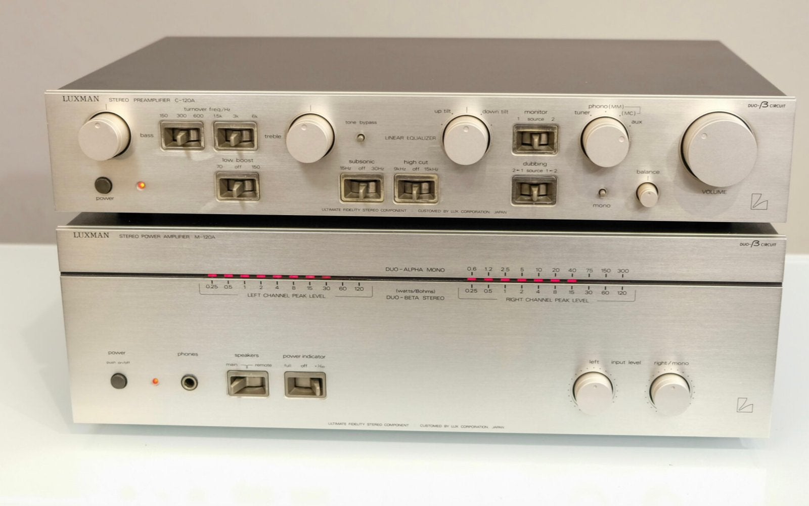 Luxman 120 set ( voor en eindversterker), Audio, Tv en Foto, Versterkers en Receivers, Ophalen, Zo goed als nieuw, 120 watt of meer
